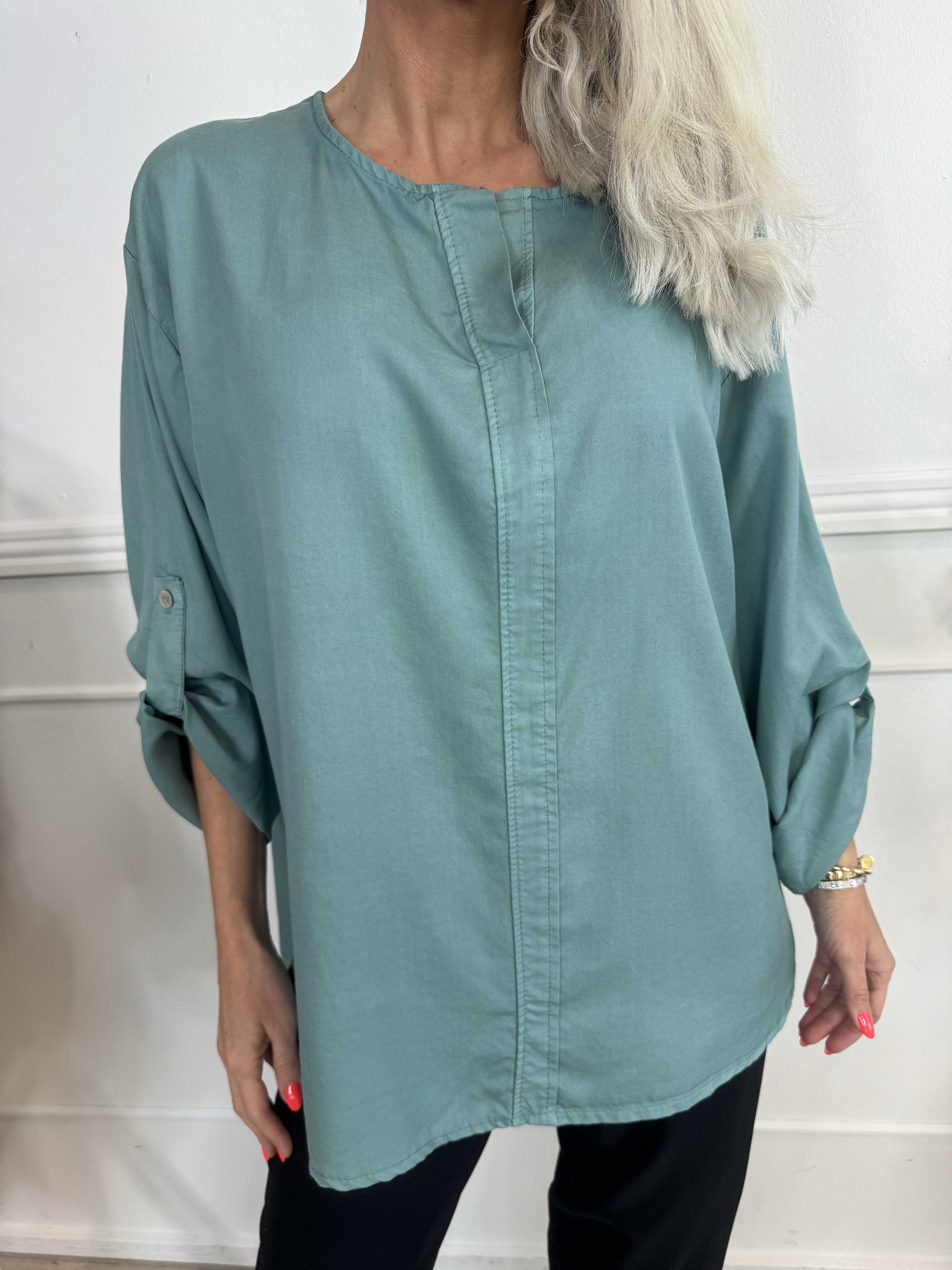 Emelda - Lätt enfärgad skjorta i lyocell